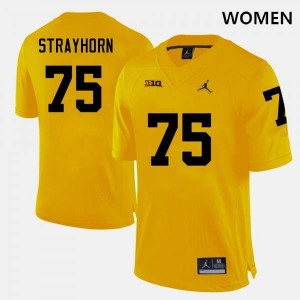 Kaden Strayhorn Michigan College Football #75 2025-26 Women's Jersey - Yellow 140095-591
