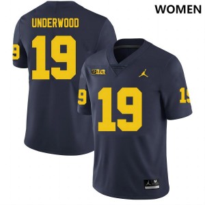 Bryce Underwood Michigan College Football #19 Womens Official Jerseys - Navy 635338-932