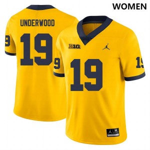 Bryce Underwood Michigan Wolverines NCAA #19 College Football Womens Jersey - Yellow 918507-664