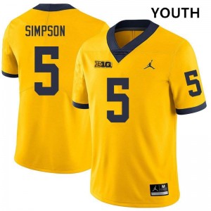Anthony Simpson University of Michigan College Football Youth High School #5 Jersey - Yellow 925660-715