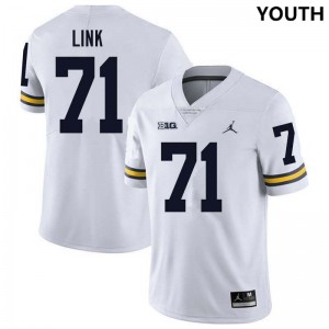 Evan Link Michigan Youth Limited #71 College Football Jerseys - White 279456-871