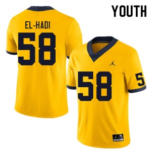 Giovanni El-Hadi University of Michigan NCAA #58 Youth College Football Jersey - Yellow 121162-228