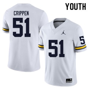 Greg Crippen Michigan College Football #51 Youth Embroidery Jerseys - White 457915-238