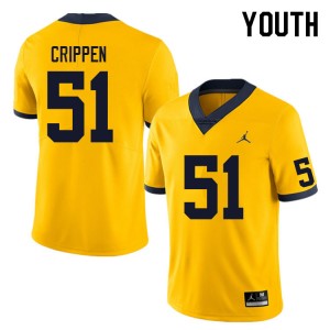 Greg Crippen University of Michigan #51 Youth Player College Football Jerseys - Yellow 752628-274