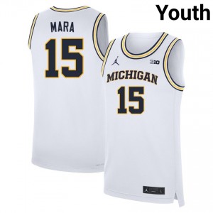 Aday Mara Michigan Youth #15 College Basketball Embroidery Jerseys - White 918339-356