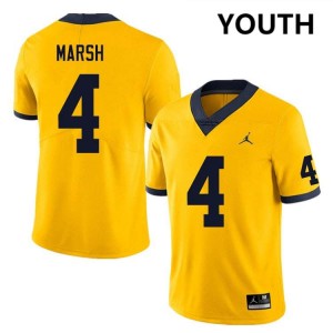 Andrew Marsh Wolverines Player #4 College Football Youth Jerseys - Yellow 788975-135