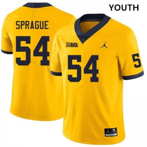 Andrew Sprague Wolverines Youth Game College Football #54 Jerseys - Yellow 960580-842