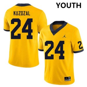 Bryson Kuzdzal Wolverines #24 College Football Alumni Youth Jersey - Yellow 548552-707