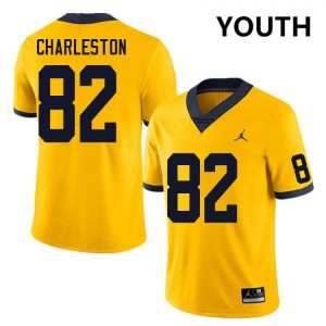 C.J. Charleston University of Michigan #82 College Football Embroidery Youth Jerseys - Yellow 561262-636