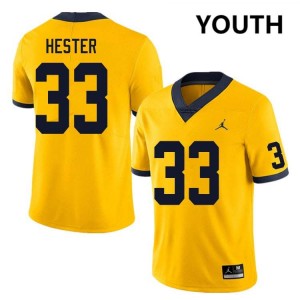 CJ Hester Michigan Youth College Football #33 Player Jerseys - Yellow 840674-482
