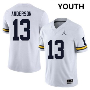 Caleb Anderson Michigan Wolverines Youth Embroidery #13 College Football Jerseys - White 920156-208