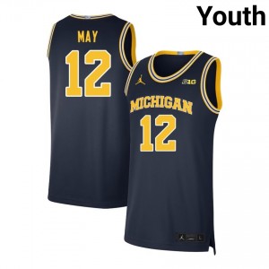 Charlie May Michigan Replica Youth #12 College Basketball Jersey - Navy 643165-109