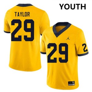 Chase Taylor Wolverines College Football #29 Youth Stitched Jersey - Yellow 721354-344