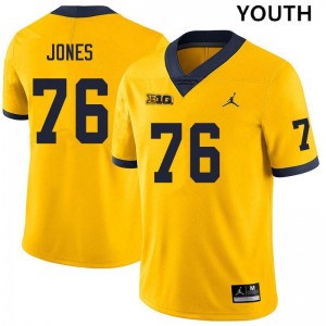Connor Jones Wolverines Youth Game College Football #76 Jerseys - Yellow 667232-615