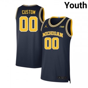 Custom Michigan Wolverines College Basketball 2025-26 Youth #00 Jerseys - Navy 126576-527