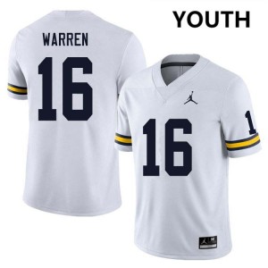 Davis Warren University of Michigan College Football Youth #16 Limited Jersey - White 820400-613
