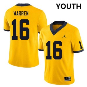 Davis Warren Michigan Alumni College Football Youth #16 Jerseys - Yellow 880367-662