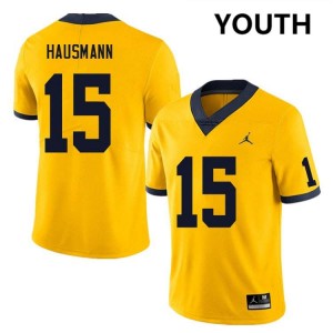 Ernest Hausmann Wolverines #15 College Football Game Youth Jerseys - Yellow 887770-750