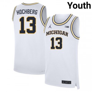 Harrison Hochberg Michigan Wolverines Youth #13 College Basketball Embroidery Jerseys - White 421852-956