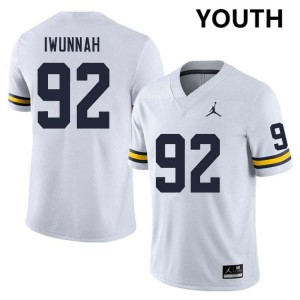 Ike Iwunnah Michigan College Football Youth #92 Embroidery Jerseys - White 351423-369