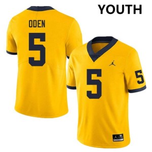 Jacob Oden Michigan Wolverines Alumni College Football #5 Youth Jerseys - Yellow 717159-783