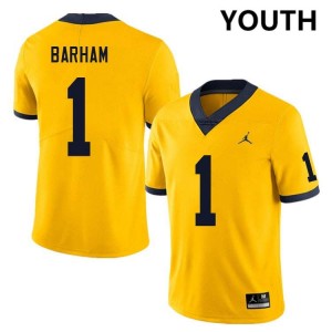 Jaishawn Barham Wolverines College Football #1 Youth Limited Jersey - Yellow 398979-753