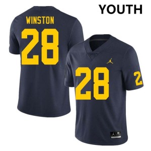 Kainoa Winston Michigan College Football #28 Alumni Youth Jersey - Navy 211500-292