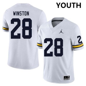 Kainoa Winston Michigan Stitched #28 College Football Youth Jerseys - White 927992-876
