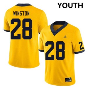 Kainoa Winston Michigan Wolverines High School Youth #28 College Football Jersey - Yellow 362951-171