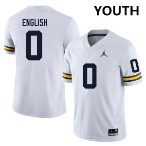 Karmello English Michigan Youth #0 Official College Football Jersey - White 156089-957