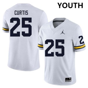 Mason Curtis Michigan College Football #25 Embroidery Youth Jersey - White 121612-345