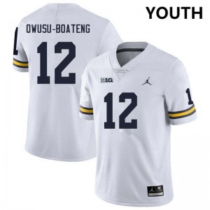 Nathaniel Owusu-Boateng Michigan College Football #12 Youth Official Jerseys - White 396608-786