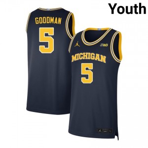 Oscar Goodman Michigan Replica College Basketball #5 Youth Jersey - Navy 921138-400