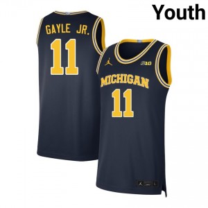 Roddy Gayle Jr. University of Michigan College Basketball University #11 Youth Jerseys - Navy 401362-820