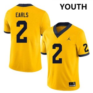 Shamari Earls Wolverines Youth Game College Football #2 Jersey - Yellow 697013-865