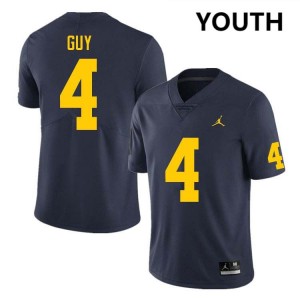 TJ Guy Michigan Wolverines Youth Replica College Football #4 Jerseys - Navy 860518-614