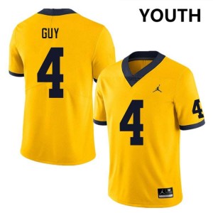 TJ Guy Michigan College Football Youth University #4 Jerseys - Yellow 759710-124