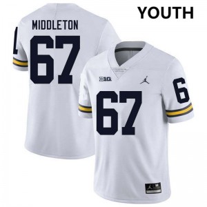 Trent Middleton Michigan Wolverines Replica Youth #67 College Football Jersey - White 943208-848