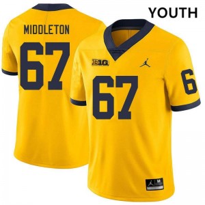Trent Middleton Wolverines #67 Stitched Youth College Football Jerseys - Yellow 745316-337