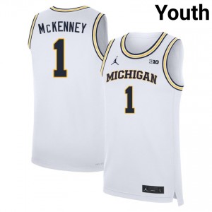 Trey McKenney University of Michigan Youth #1 Embroidery College Basketball Jersey - White 741464-910