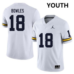 Troy Bowles University of Michigan #18 College Football High School Youth Jersey - White 311280-478
