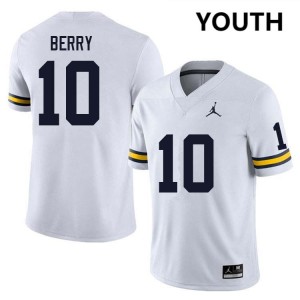 Zeke Berry University of Michigan Player #10 College Football Youth Jerseys - White 968772-118