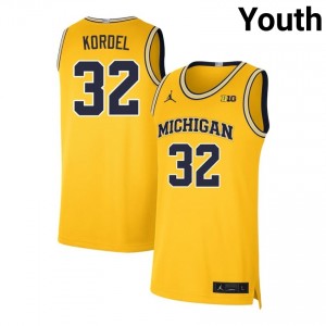 Malick Kordel University of Michigan Youth #32 College Basketball Replica Jerseys - Maize 189460-547